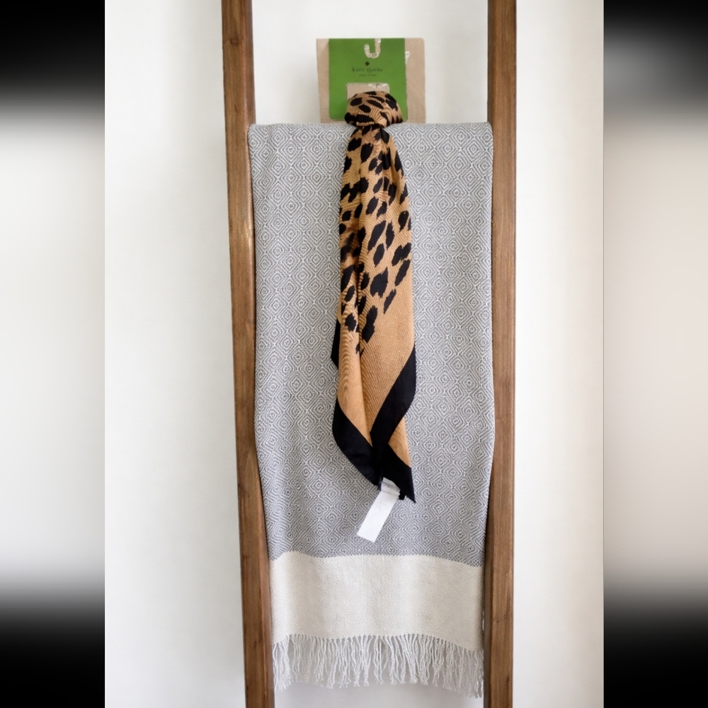 Kate Spade Leopard Print Scarf - Black and Tan